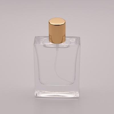 Parfümflasche des Flachglas-50ml mit kleiner Goldkappe